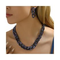 Conjunto De Colar E Brincos Gótico Vintage Dourado Com Corrente Grossa Para Mulheres, Joias De Festa Conjunto De Colar E Brincos Gótico Vintage Dourado Com Corrente Grossa Para Mulheres, Joias De Festa