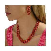 Conjunto De Colar E Brincos Gótico Vintage Dourado Com Corrente Grossa Para Mulheres, Joias De Festa