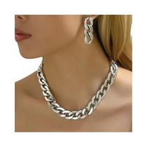 Conjunto De Colar E Brincos Gótico Vintage Dourado Com Corrente Grossa Para Mulheres, Joias De Festa