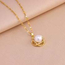 Conjunto De Colar E Brincos Vintage Com Pérolas Para Mulheres, Joias De Aço Inoxidável Para Uso Conjunto De Colar E Brincos Vintage Com Pérolas Para Mulheres, Joias De Aço Inoxidável Para Uso