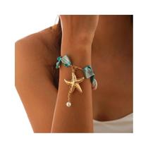 Conjunto De Colar E Pulseira Boho Feminino Com Pérolas, Estrelas-do-mar E Conchas Para O Verão - Conjunto De Colar E Pulseira Boho Feminino Com Pérolas, Estrelas-do-mar E Conchas Para O Verão -