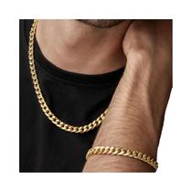 Conjunto De Colar E Pulseira Chunky Hip Hop Cuban Chain Para Homens Em Aço Inoxidável Joias Punk 2