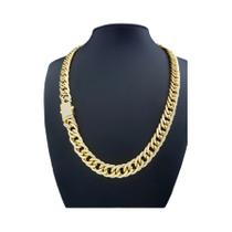 Conjunto De Colar E Pulseira Cubana Estilo Hip Hop Punk Banhado a Ouro 14K Joias Robustas
