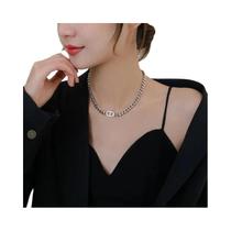 Conjunto De Colar E Pulseira De Aço Titânio Dourado Para Mulheres, Joias De Moda Com Letras Grossas