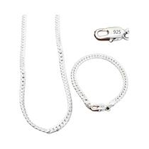 Conjunto De Colar E Pulseira De Cadeia Lateral Em Prata Esterlina 925 De 6mm Para Mulheres E Homens, Conjunto De Colar E Pulseira De Cadeia Lateral Em Prata Esterlina 925 De 6mm Para Mulheres E Homens,
