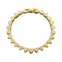 Conjunto De Colar E Pulseira De Corrente Cubana Hip Hop Com Strass Rosa Brilhante Para Mulheres,