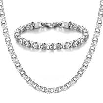 Conjunto De Colar E Pulseira De Corrente Elo Flor Em Aço Inoxidável Dourado Para Mulheres E Homens Conjunto De Colar E Pulseira De Corrente Elo Flor Em Aço Inoxidável Dourado Para Mulheres E Homens