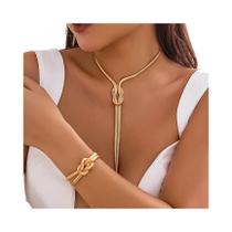 Conjunto De Colar E Pulseira De Corrente Lisa Em Estilo Vintage Goth Com Franjas Para Mulheres,