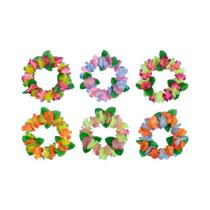 Conjunto De Colar E Pulseira De Flores Coloridas Para Praia Havaiana 6 Peças - Suprimentos Para