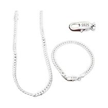 Conjunto de Colar e Pulseira de Prata Esterlina 6mm - 8 a 24 Polegadas Conjunto de Colar e Pulseira de Prata Esterlina 6mm - 8 a 24 Polegadas