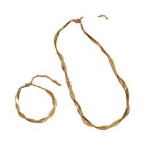 Conjunto De Colar E Pulseira Feminino Em Aço Inoxidável Banhado a Ouro, À Prova d'Água, Com Corrente Conjunto De Colar E Pulseira Feminino Em Aço Inoxidável Banhado a Ouro, À Prova d'Água, Com Corrente