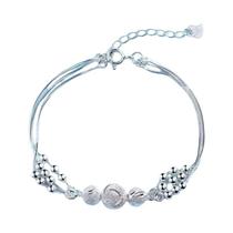 Conjunto De Colar E Pulseira Feminino Em Prata Esterlina 925 Com Bolas E Contas Multicamadas Joias