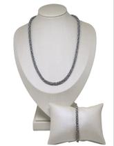 Conjunto de colar e pulseira masculino em prata escurecida Conjunto de colar e pulseira masculino em prata escurecida