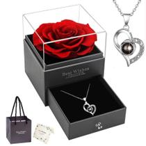 Conjunto de Colar Feminino OEM com Caixa de Presente com Flores Pingente Coração Projeção Conjunto de Colar Feminino OEM com Caixa de Presente com Flores Pingente Coração Projeção