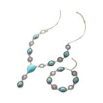 Conjunto De Colar Longo Boho Turquesa Para Mulheres, Corrente Punk Cuban Link, Joias Corporais