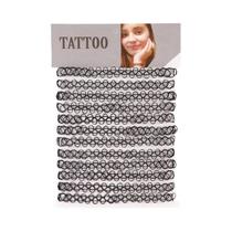 Conjunto De Colares Choker Punk Gótico Para Meninas E Mulheres, Elástico, Oco, 12 Peças