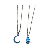 Conjunto De Colares Com Pingente De Projeção De Astronauta E Lua Luminosa Para Casais, Joias De Conjunto De Colares Com Pingente De Projeção De Astronauta E Lua Luminosa Para Casais, Joias De