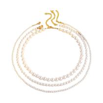 Conjunto De Colares De Pérolas Imitadas Em Camadas Para Meninas, Acessório Trendy Para Festa E