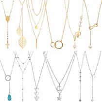 Conjunto de colares Hicarer Long Pendant Y Tassel Leaf Circle Bar x12 Conjunto de colares Hicarer Long Pendant Y Tassel Leaf Circle Bar x12