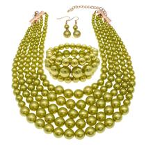 Conjunto de colares MeLime Faux Big Pearl de 5 camadas para mulheres Conjunto de colares MeLime Faux Big Pearl de 5 camadas para mulheres