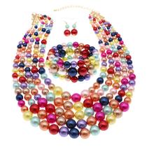 Conjunto de colares MeLime Faux Big Pearl de 5 camadas para mulheres