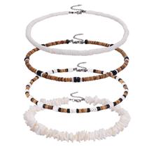 Conjunto de colares MOZAKA Puka Shell, 4 peças para homens e mulheres