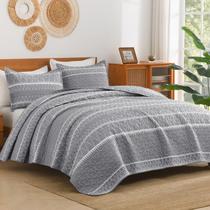 Conjunto de Colcha Andency Super King Plus Cinza 3 Peças Conjunto de Colcha Andency Super King Plus Cinza 3 Peças