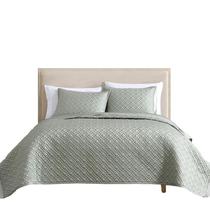 Conjunto de colchas Benzara Keo, 3 peças Queen Reversible Sage Grey