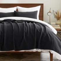 Conjunto de colchas EVERGRACEHOME de algodão king size, 3 peças, preto