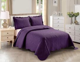 Conjunto de colchas Home Collection, 3 peças de roxo full/queen size