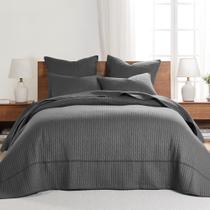 Conjunto de colchas Levtex Home Cross Stitch Charcoal Twin Size