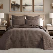 Conjunto de colchas Levtex Home Cross Stitch Cocoa Queen Size