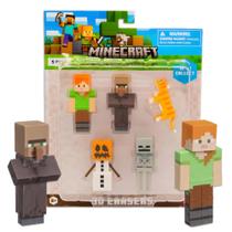Conjunto de colecionador 3D Erasers P.M.I. Mine Craft, pacote com 5
