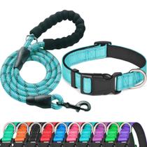 Conjunto de coleira e coleira para cães Ladoogo Reflective Neoprene Blue Conjunto de coleira e coleira para cães Ladoogo Reflective Neoprene Blue