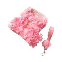 Conjunto De Coleira E Guia Floral Rosa Para Cães Pequenos E Gatos, Coleira De Malha Macia Para Conjunto De Coleira E Guia Floral Rosa Para Cães Pequenos E Gatos, Coleira De Malha Macia Para