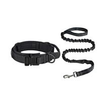 Conjunto De Coleira E Guia Tática Reforçada Para Cães Pequenos, Médios E Grandes Com Alça E Fivela