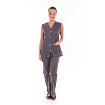 Conjunto de Colete com Calça em Tecido Algodão para Copeira, Arrumadeira, Doméstica Cor:CinzaTamanho:M Conjunto de Colete com Calça em Tecido Algodão para Copeira, Arrumadeira, Doméstica Cor:CinzaTamanho:M