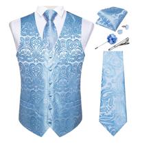 Conjunto de colete e gravata DiBangu Formal Paisley, colete masculino de seda