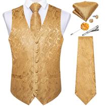 Conjunto de colete e gravata DiBangu Formal Paisley para homens Conjunto de colete e gravata DiBangu Formal Paisley para homens