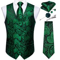 Conjunto de colete e gravata DiBangu Formal Paisley para homens