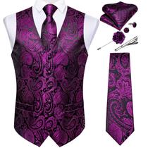 Conjunto de colete e gravata DiBangu Formal Paisley para homens Conjunto de colete e gravata DiBangu Formal Paisley para homens