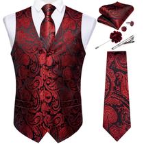 Conjunto de colete e gravata DiBangu Formal Paisley para homens Conjunto de colete e gravata DiBangu Formal Paisley para homens