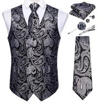 Conjunto de colete e gravata DiBangu Formal Paisley para homens Conjunto de colete e gravata DiBangu Formal Paisley para homens