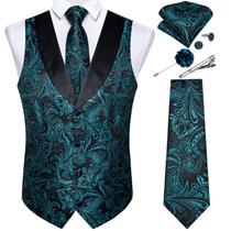 Conjunto de colete e gravata DiBangu Formal Paisley para homens