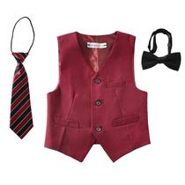 Conjunto de coletes formais YuanLu para meninos, cor de vinho, tamanho 6