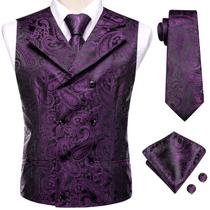 Conjunto de coletes Hi-Tie Classic, seda, preto, roxo