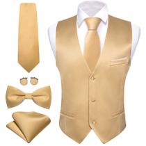 Conjunto de coletes masculinos Barry.Wang, dourado, formal, empresarial, slim fit