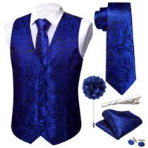 Conjunto de coletes masculinos Barry.Wang Paisley/Flower Silk Jacquard
