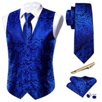 Conjunto de coletes masculinos formais Barry.Wang Paisley Jacquard Silk, 5 peças Conjunto de coletes masculinos formais Barry.Wang Paisley Jacquard Silk, 5 peças