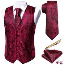 Conjunto de coletes masculinos formais Barry.Wang Red Black Flower
